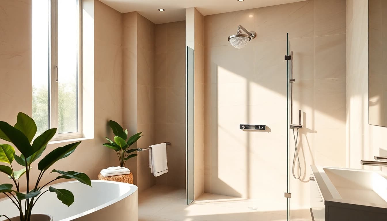 Transform your space with elegant showers featuring modern luxury and warm aesthetics.