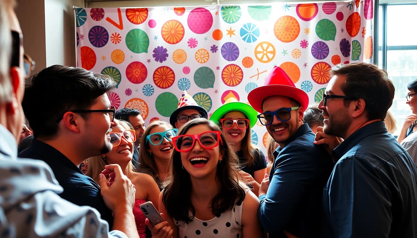 Capture joyous moments with a vibrant photo booth rental chicago and engaging props at events.