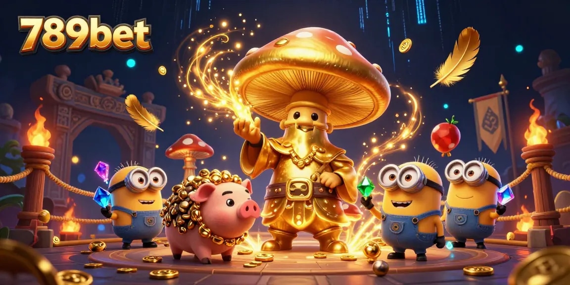 Experience the magic of 789bet with a gold-channeling wizard and treasure-seeking characters.