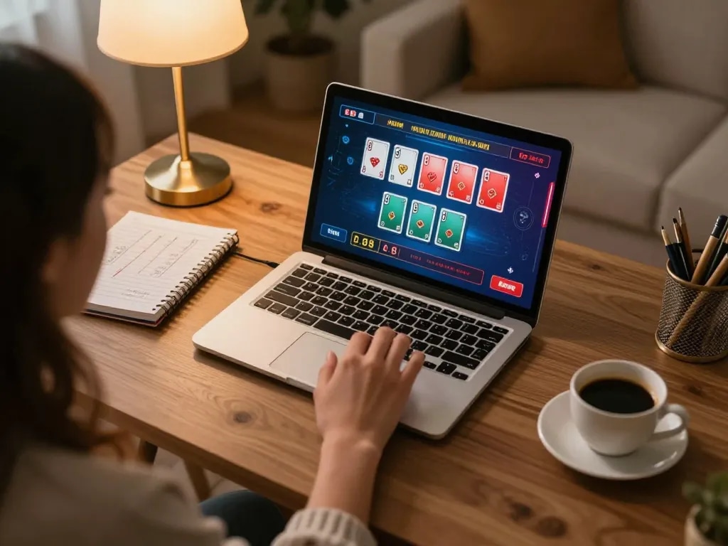 Nyonya9 player strategically betting in vibrant online blackjack game setting, showcasing responsible gambling.