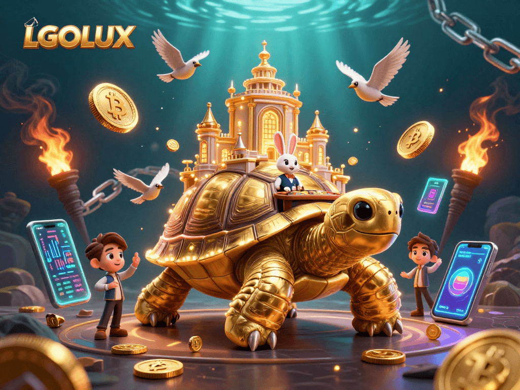 Experience thrilling wins with LGOLUX as golden coins rain down in an immersive casino scene.