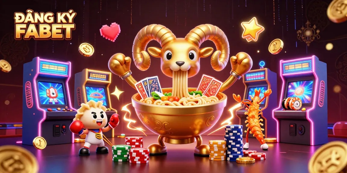 Join the fun with ĐĂNG KÝ FABET while exploring a vibrant casino gaming atmosphere filled with characters and elements!