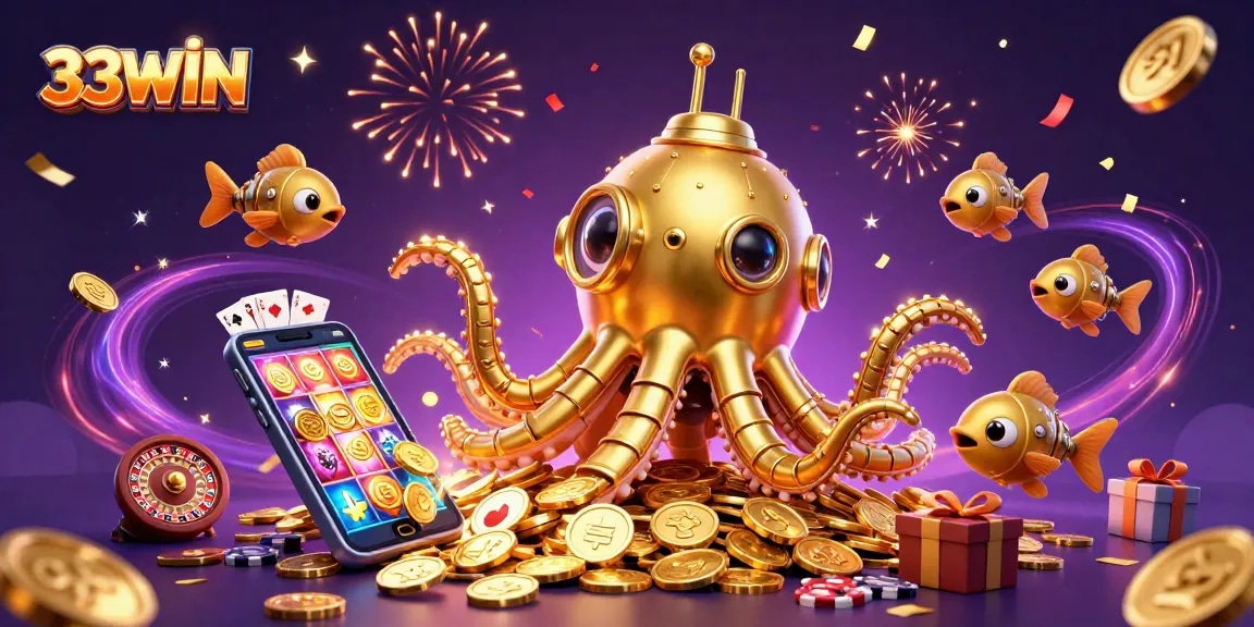 Experience big wins with 33WIN in this dynamic, vibrant casino scene featuring thrilling gaming action.