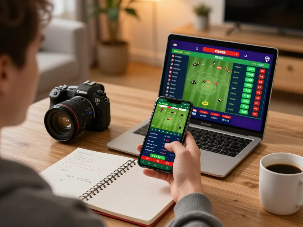 Engaged player strategizing with tylekeo mobile sports betting, showcasing dynamic odds.