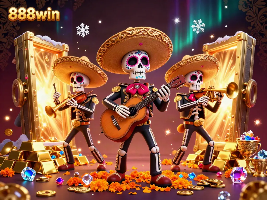Spin to win with 888win's vibrant 3D mariachi scene bursting with treasures.