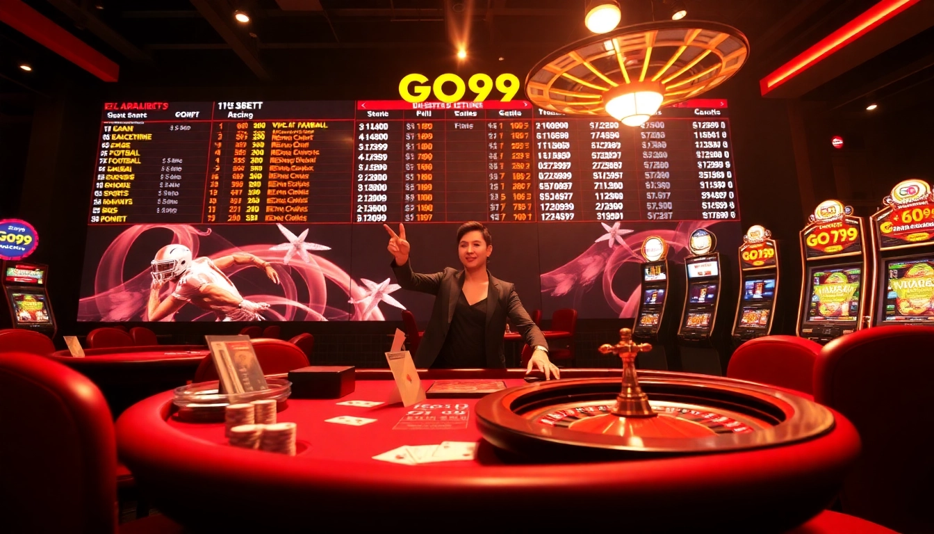 Exciting live betting scene at GO99 featuring professional dealer and vibrant casino atmosphere.