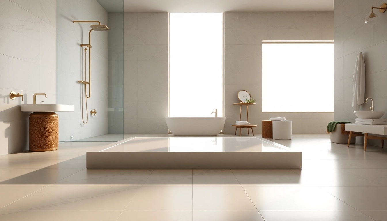 Showcase a stylish shower base integrated into a contemporary bathroom setting with elegant design elements.