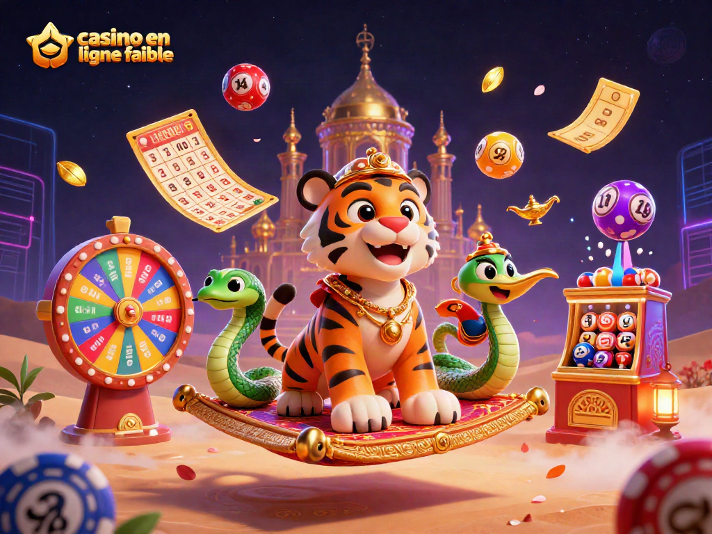 Visitez un casino en ligne fiable avec des jeux et des gains incroyables illustrés dans une scène magique.