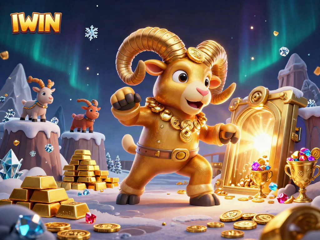 IWIN captures the excitement of casino gaming with a vibrant 3D illustration featuring golden elements and dynamic characters.