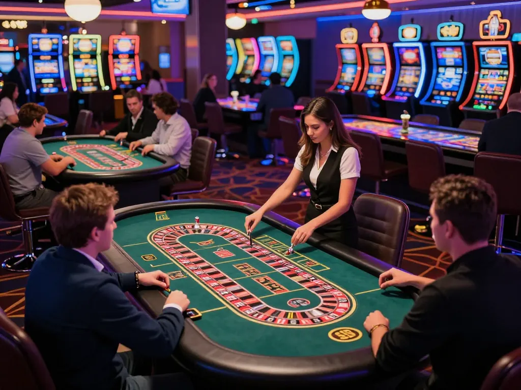 Players at roulette tables enjoying exciting j88 gaming experience in a vibrant casino environment