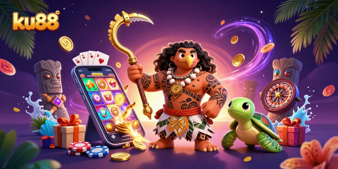 Experience the thrill of ku88 with vibrant slot games and dynamic casino characters in a stunning 3D scene.