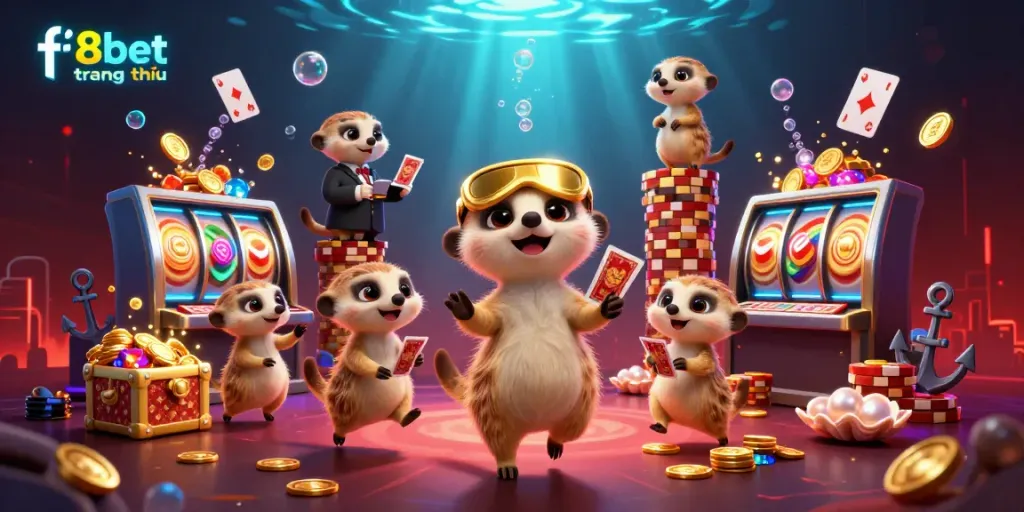 Experience the lively atmosphere of f8bet trang chủ with meerkats operating a vibrant casino scene.