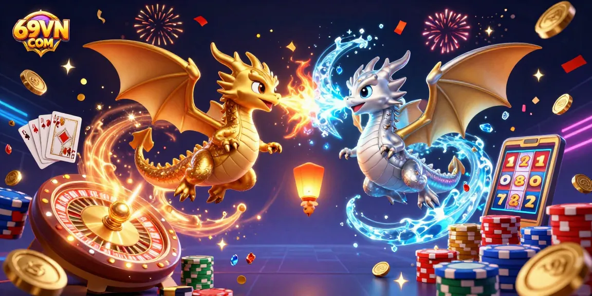 Experience the excitement of 69VN COM with magical dragons and dynamic casino elements.