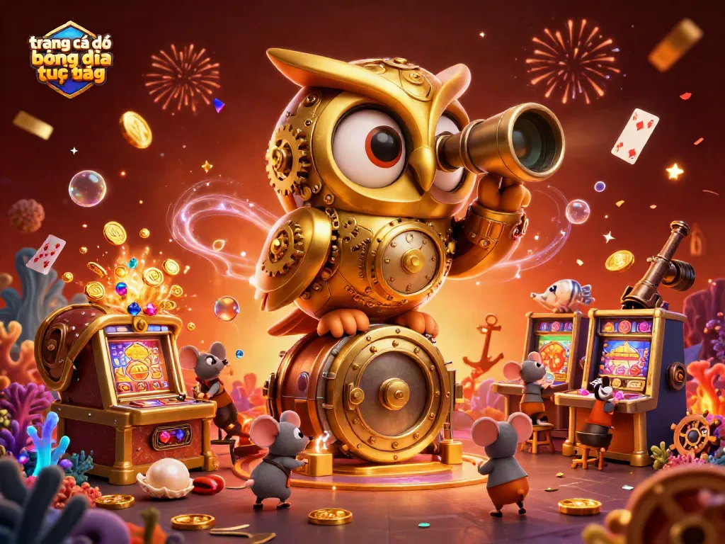 Trực tiếp trang cá độ bóng đá với hình ảnh rực rỡ của đồng hồ cú và các yếu tố casino sống động