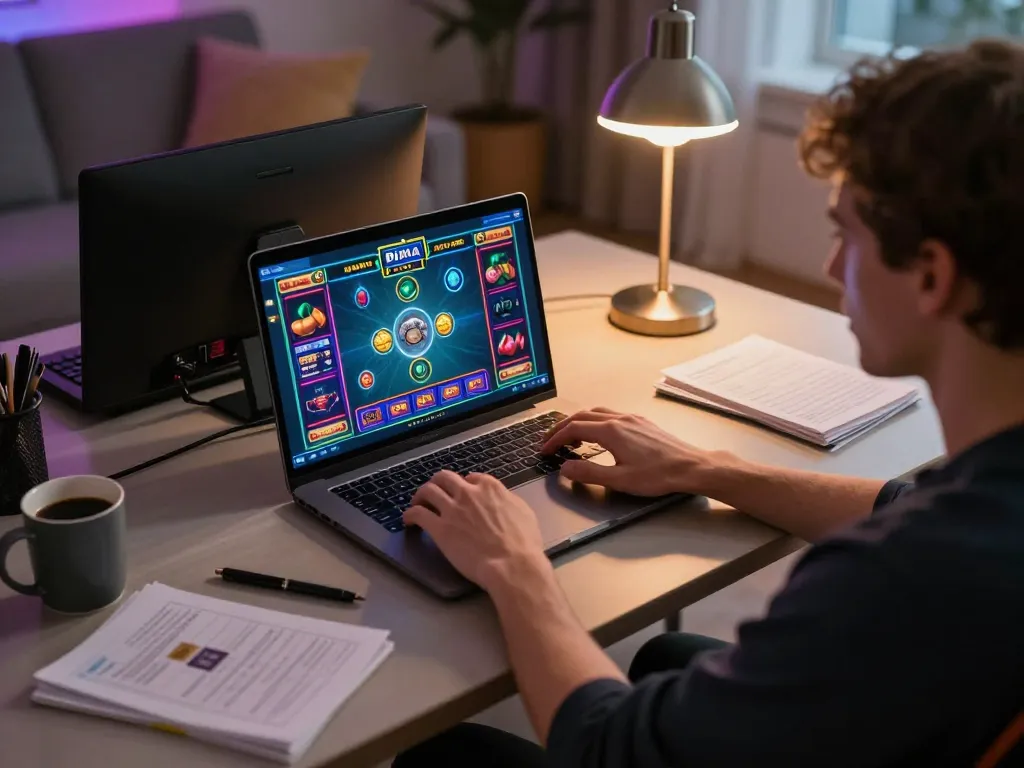 Engaged player enjoying online gaming experience at lienminhkjc on a cozy home setup