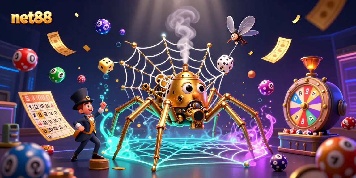 Play exciting games with net88's vibrant scene filled with colorful lottery elements.