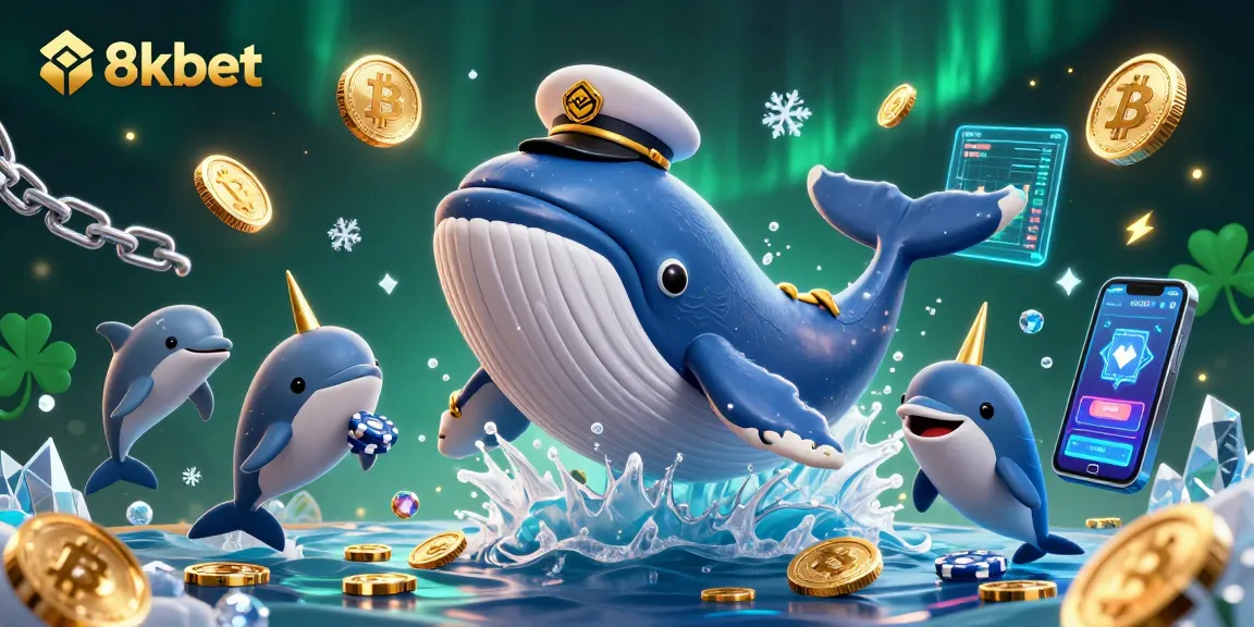 Play games at 8xbet, featuring playful dolphins and a majestic whale in a sea of coins.