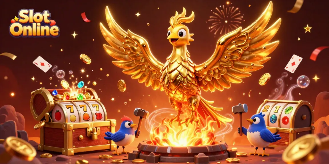 Experience thrilling Slot Online action where golden phoenix and festive elements create a dazzling casino atmosphere.