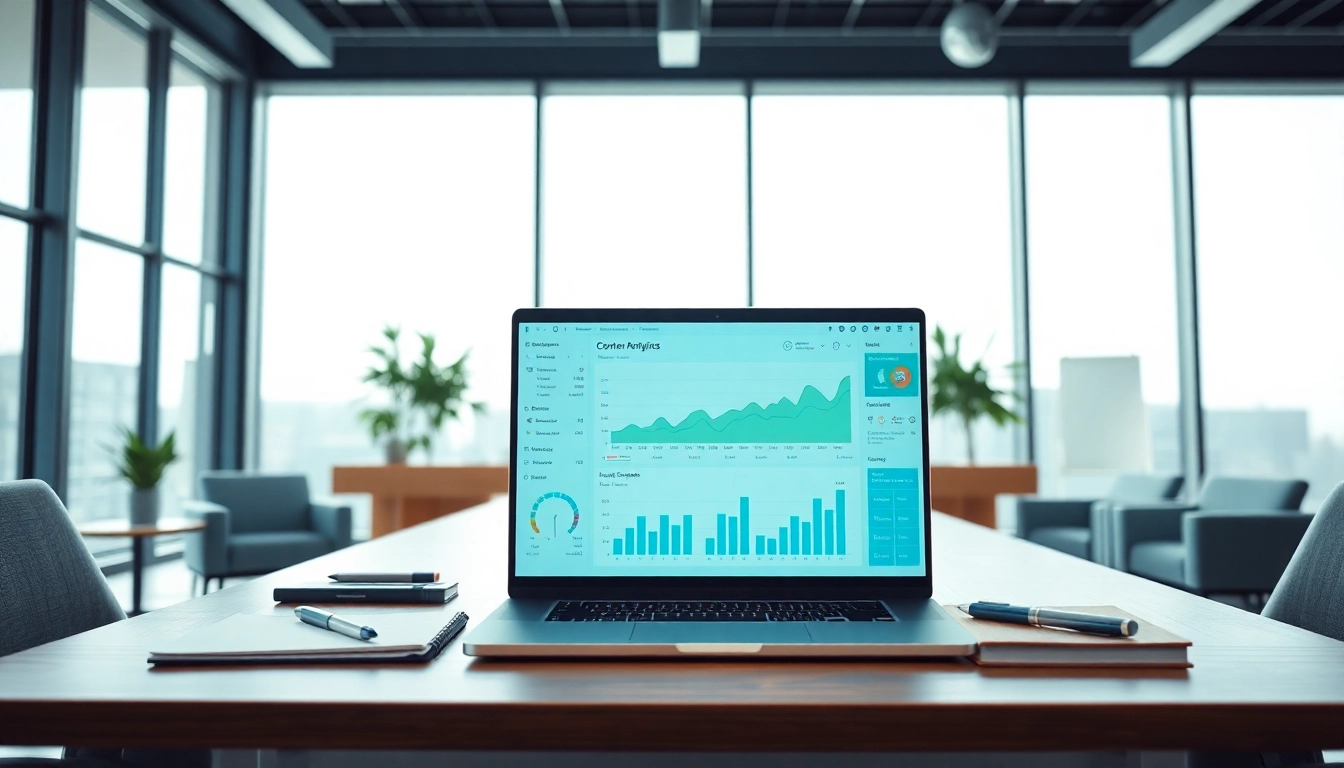 Visual representation of a Content Gap Analysis with analytics on a laptop screen.