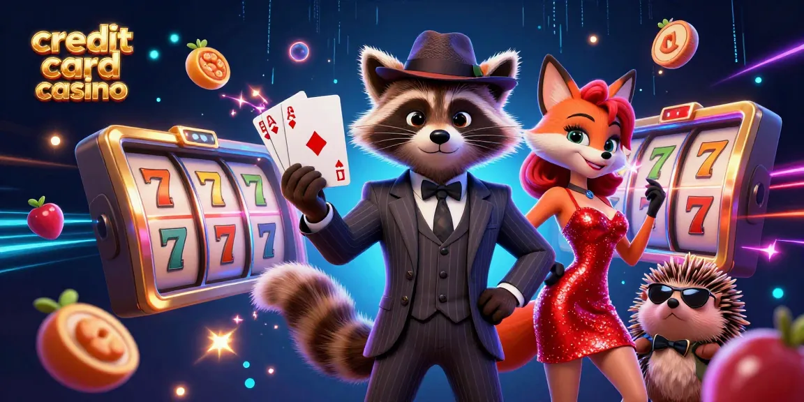 Experience the excitement at a credit card casino with vibrant characters and dynamic gaming elements.