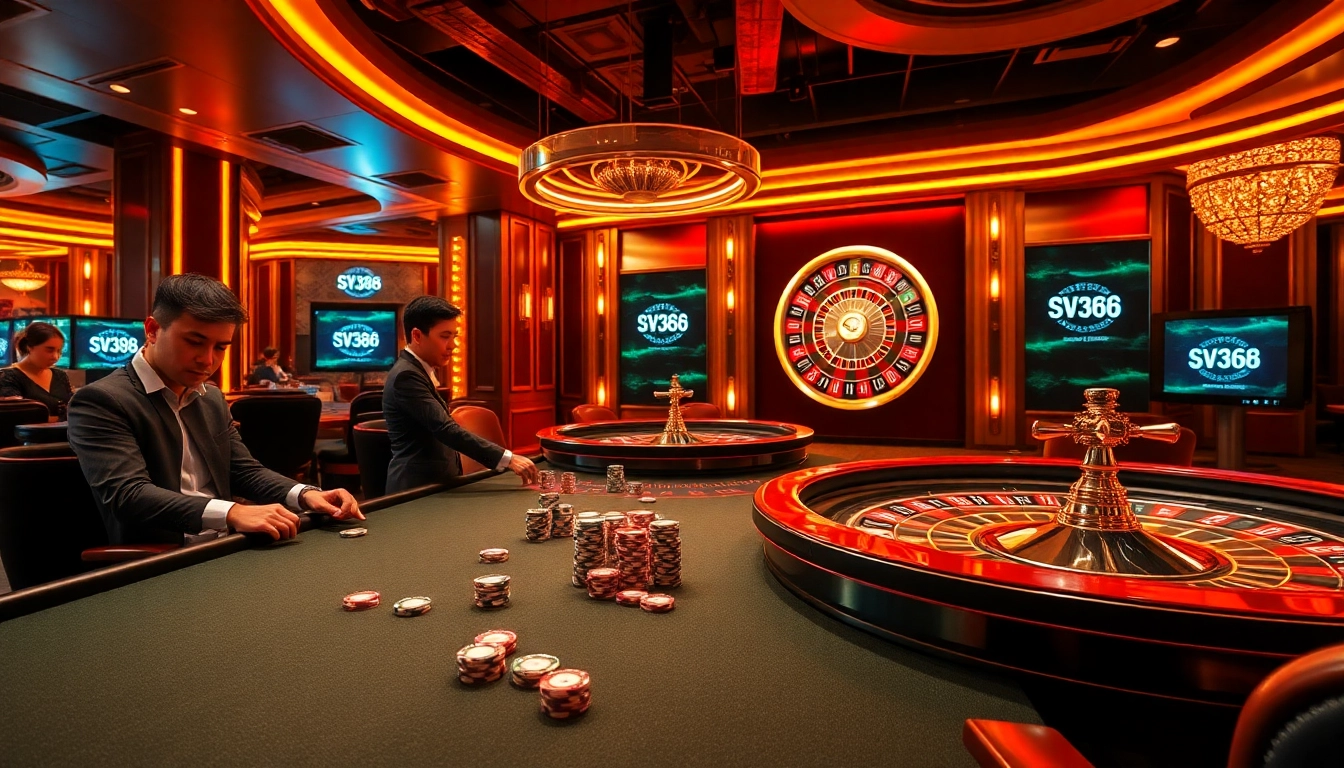 Experience thrilling gameplay at SV368 with vibrant casino tables and exciting action.