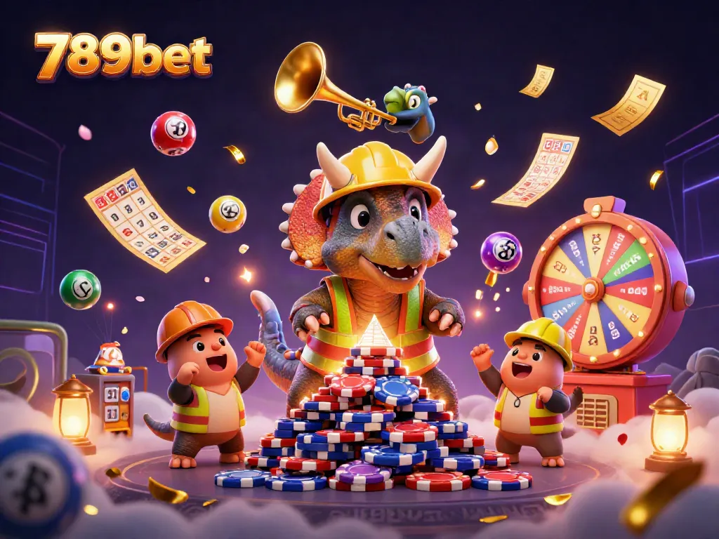 Engage with thrilling gaming moments at 789bet, where a triceratops builds poker chip pyramids!