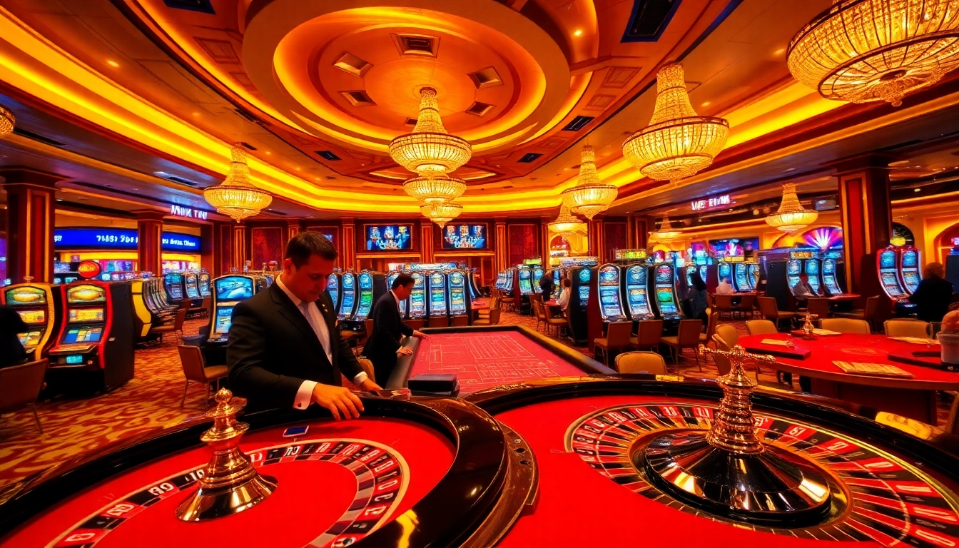 Gambling excitement at 789f casino with players engaging at roulette and slots.