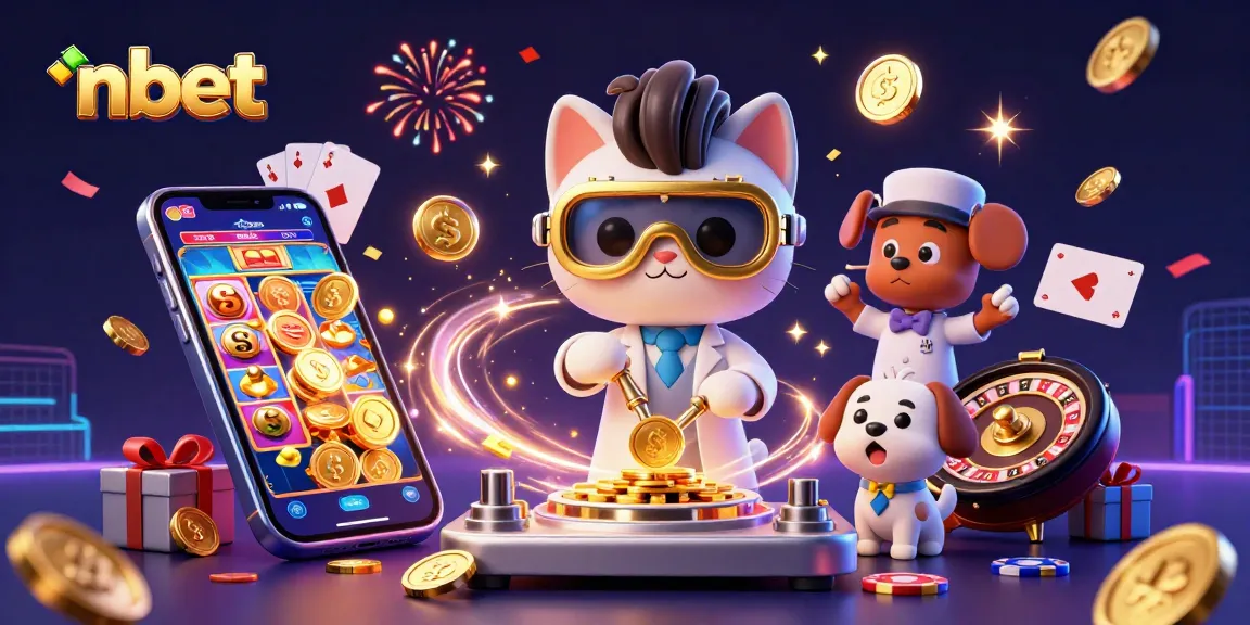 Experience nbet's dynamic casino scene with a mad scientist cat and golden coins! Enhanced betting vibes!