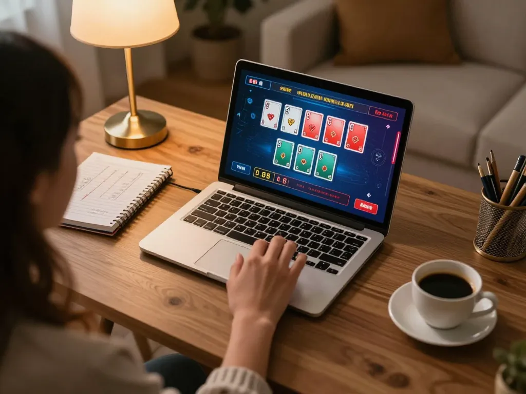 Nyonya9 player strategically betting in vibrant online blackjack game setting, showcasing responsible gambling.