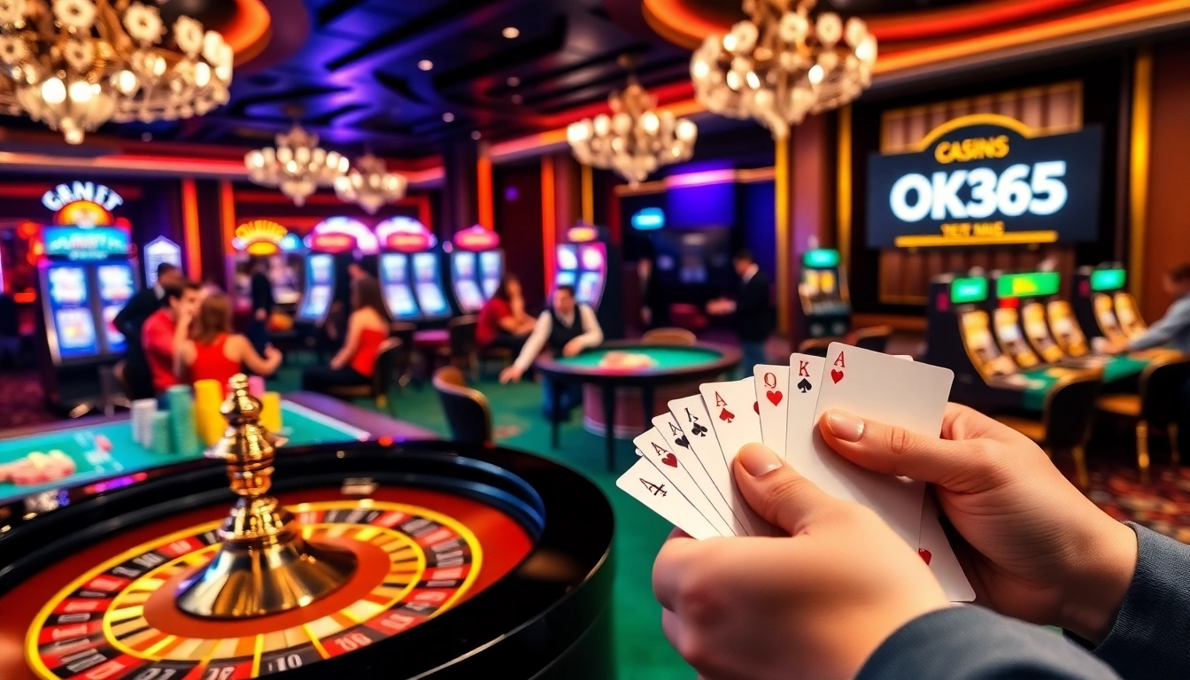Experience thrilling gameplay at OK365 casino with vibrant roulette, poker action, and exciting slot machines.
