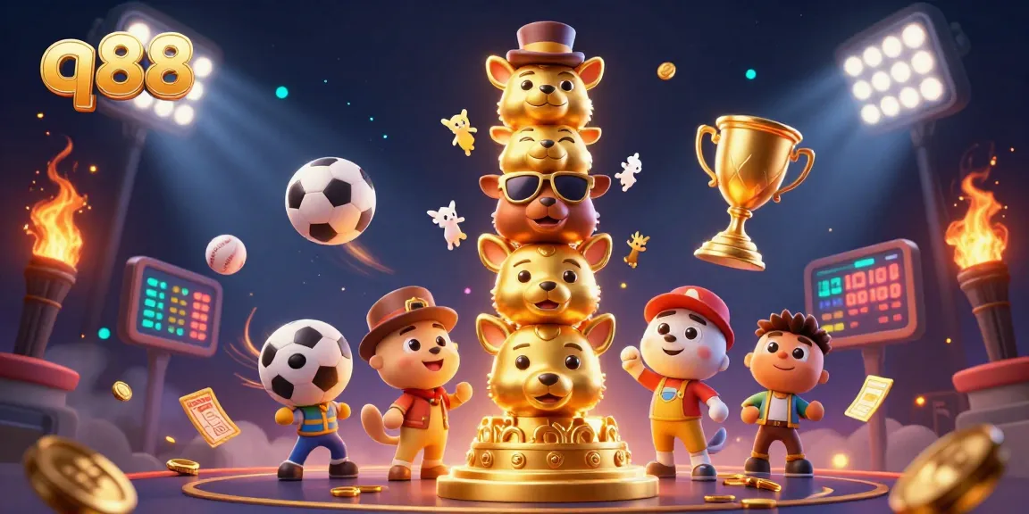 Experience thrilling gameplay with q88's dynamic 3D gambling scene featuring vibrant casino elements