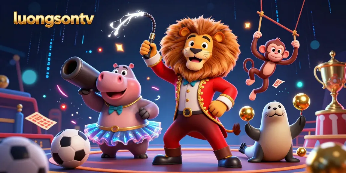 Experience sports betting excitement with luongsontv, featuring dynamic characters and vibrant elements.