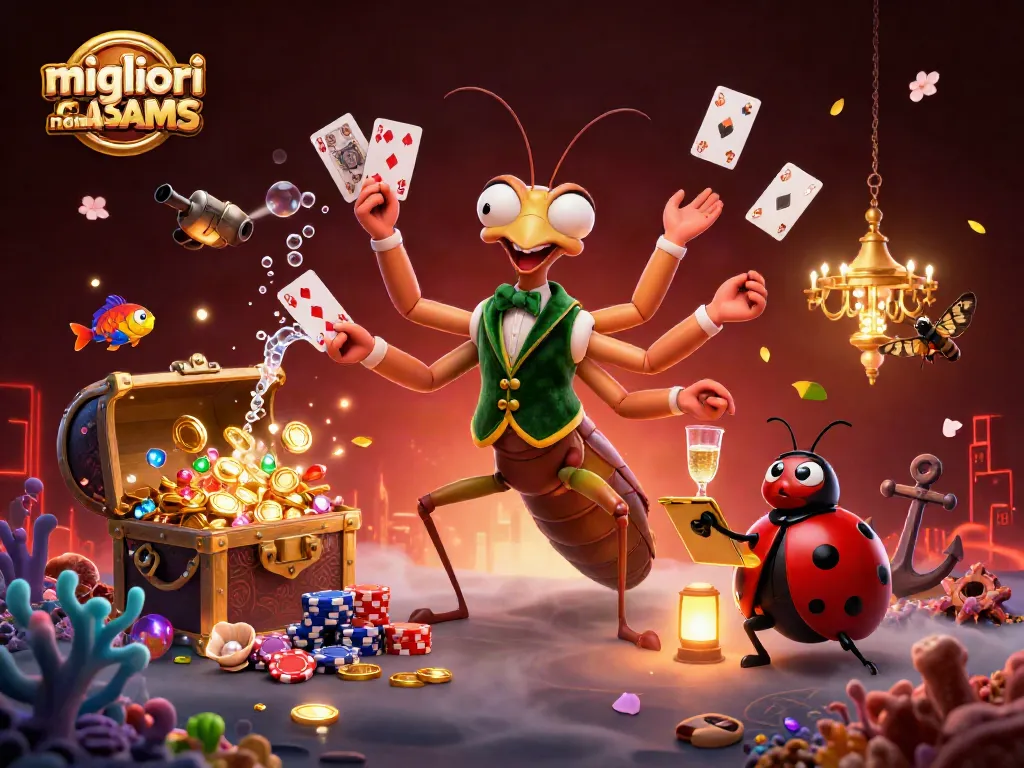 Scopri i migliori casino non AAMS con una grafica vivace e colorata in un'illustrazione 3D dettagliata.