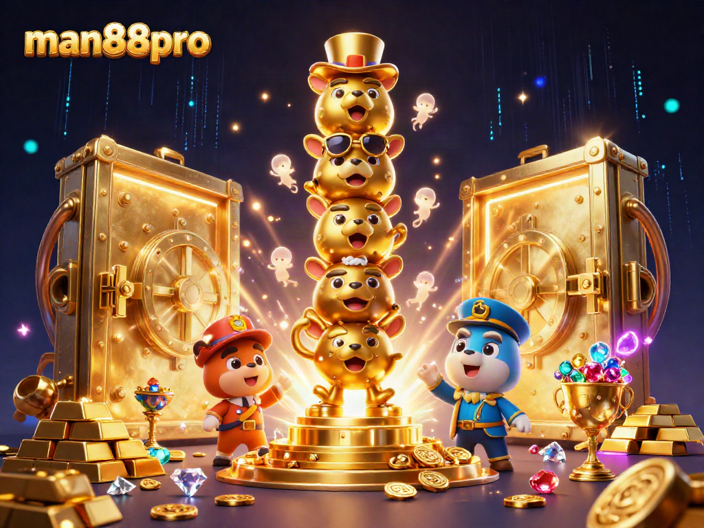 Experience excitement with man88pro's vibrant casino world, featuring a colorful golden totem and treasure elements.