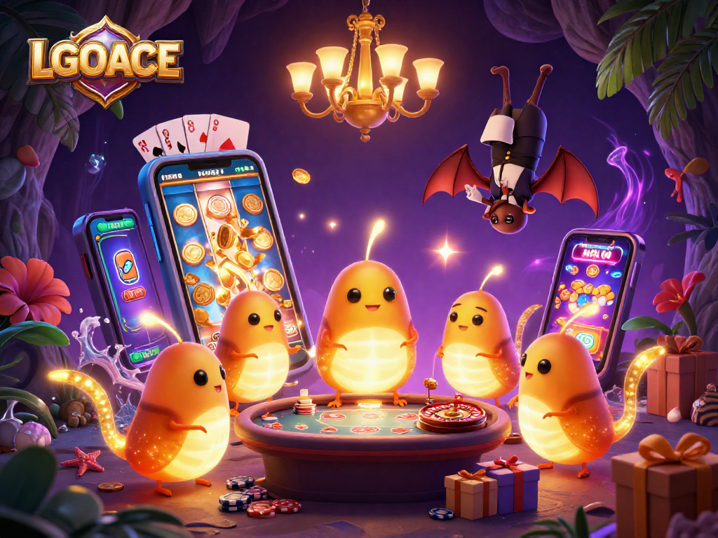 LGOACE showcases gambling fun with animated glowworms lighting up a vibrant casino scene