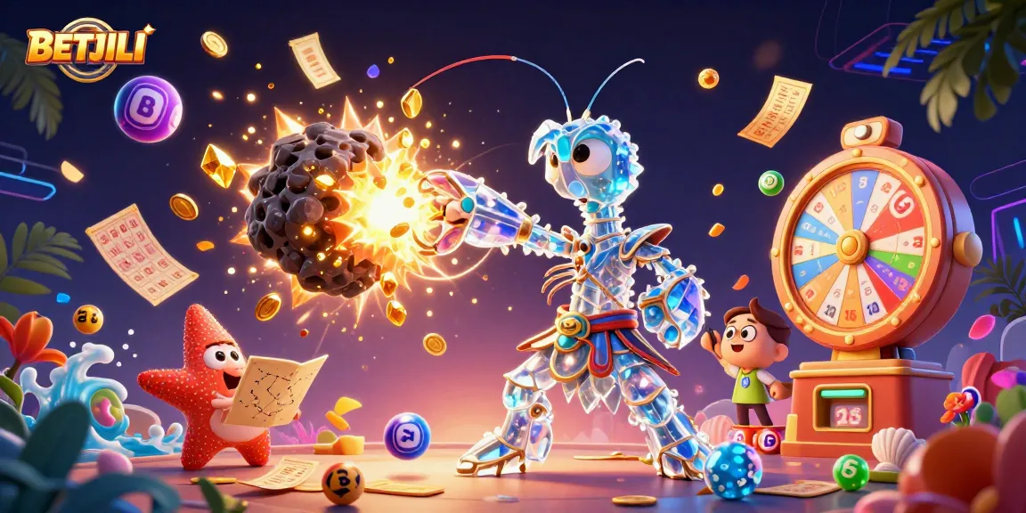 Engage with BETJILI's dynamic gaming explosion of gems and lottery balls in a vibrant 3D scene.