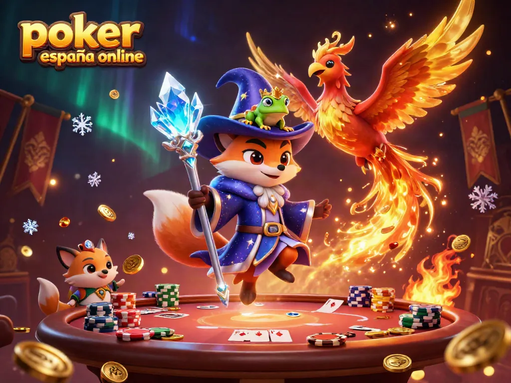 Disfruta de emocionantes partidas de póker España online en un entorno vibrante lleno de monedas doradas y acción.