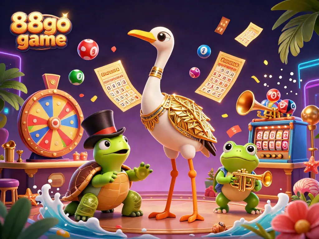 Engage with the vibrant world of the 88go game in this dynamic, colorful casino illustration.