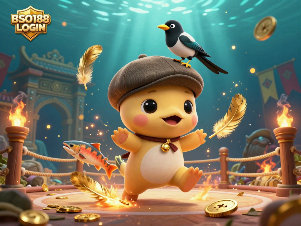Experience thrilling gameplay with BSO188 LOGIN, featuring a whimsical scene of Nessie and friends in a vibrant casino atmosphere.