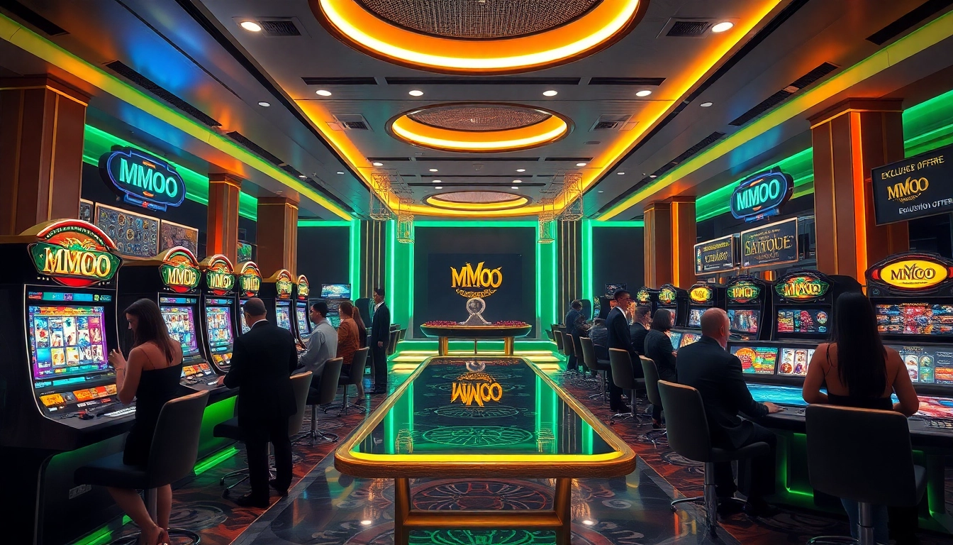Exciting MMOO online gaming environment with luxurious ambiance and high-tech gaming.
