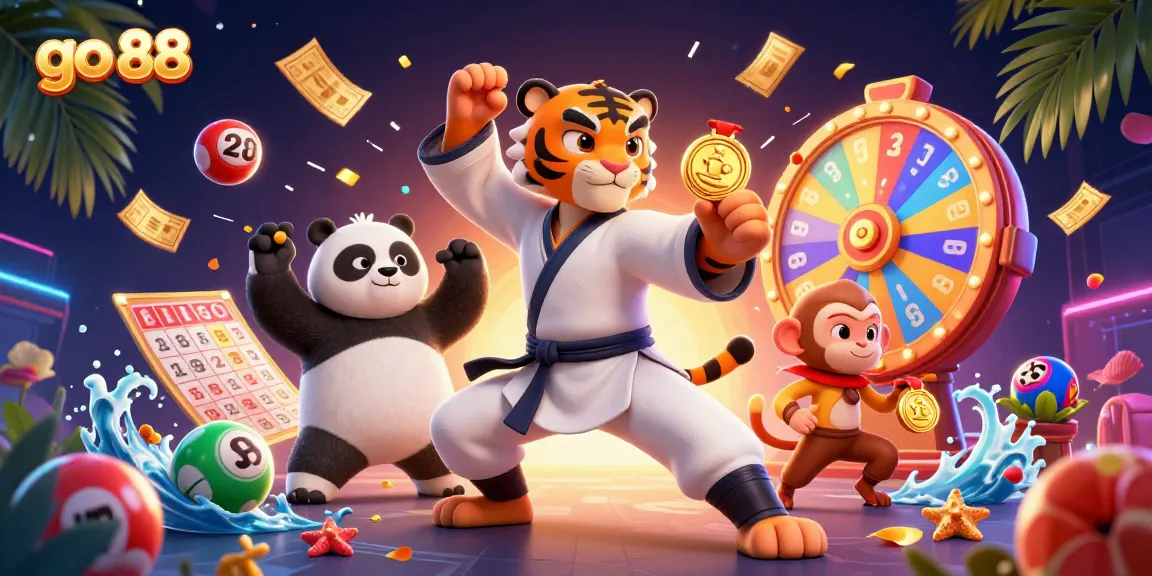 Engage in play at go 88 with a vibrant 3D illustration showcasing characters in dynamic casino action.