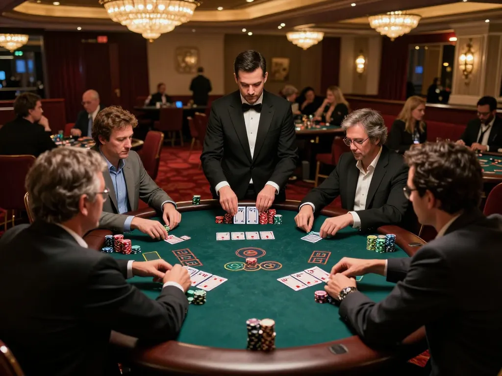 Players engaged at a dynamic blackjack table in the casino, showcasing exciting action with VA88 strategy.