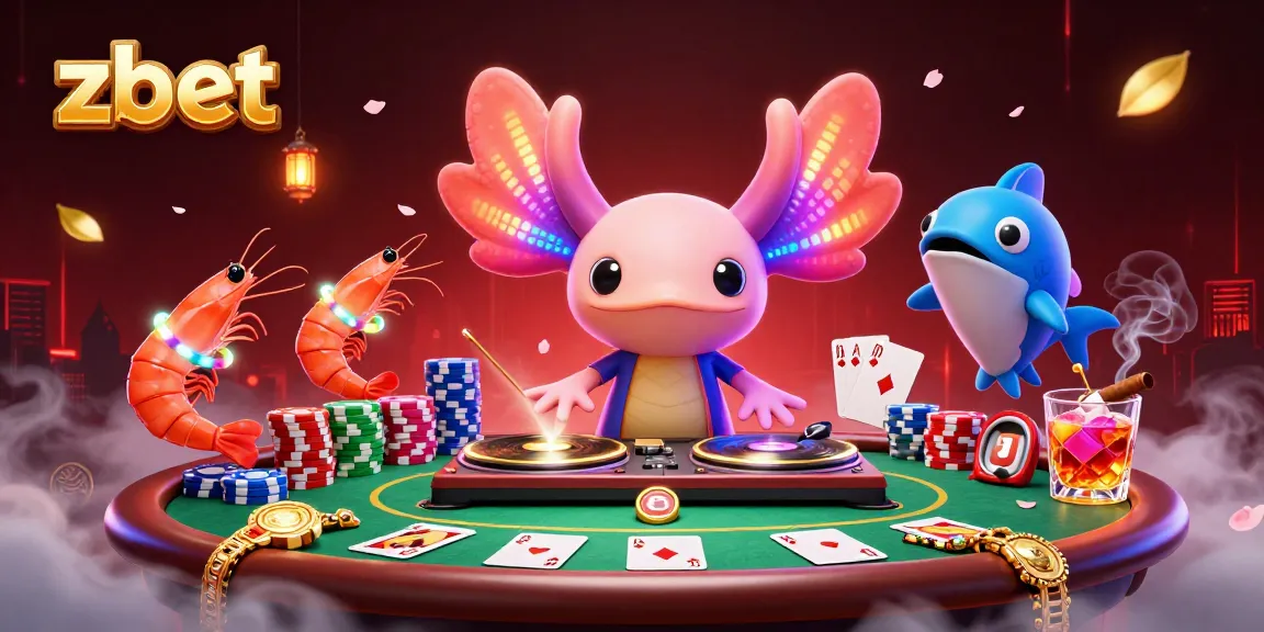 Experience the excitement of zbet with a dynamic casino scene featuring vibrant characters and poker elements.