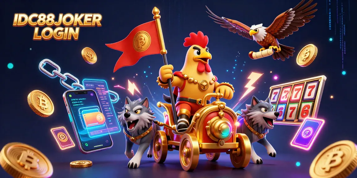 Engage in thrilling gameplay with IDC88JOKER LOGIN, featuring a dynamic casino scene full of exciting elements.