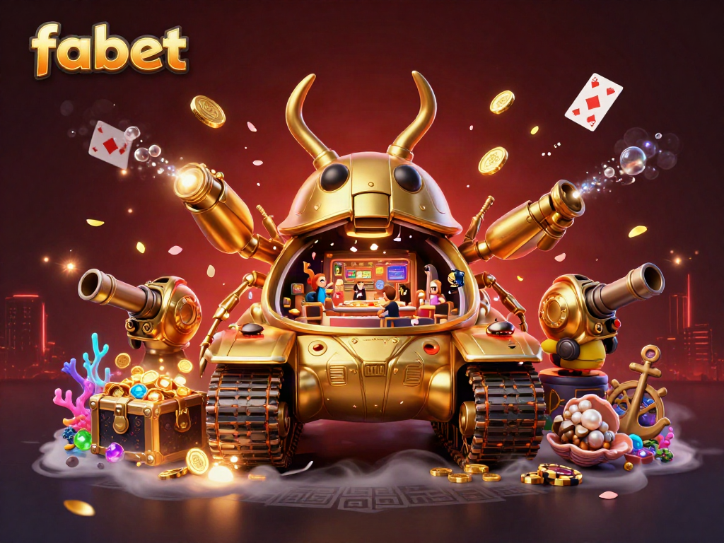 Win at fabet with a dynamic miniature casino scene featuring joyful gambling action.