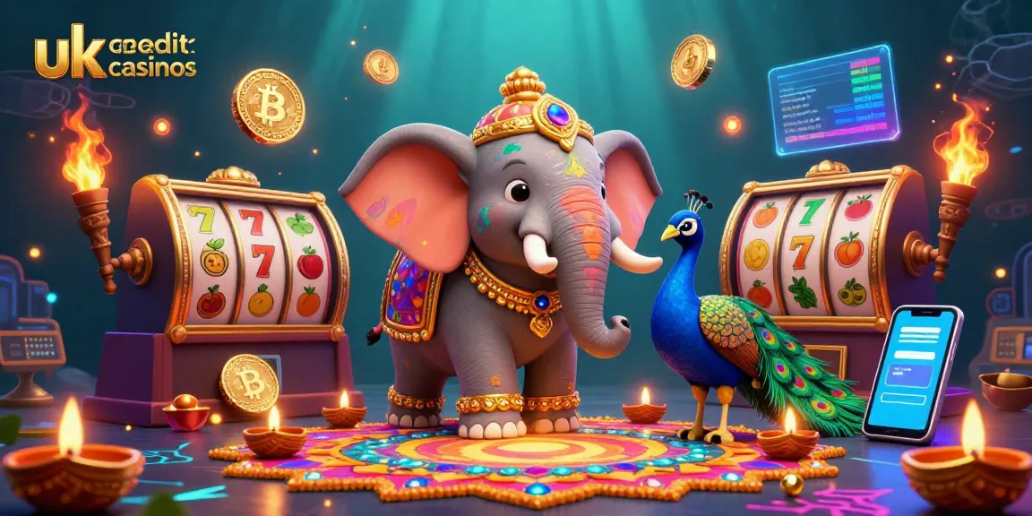 Play exciting games at uk credit card casinos with vibrant scenes of elephants and peacocks.