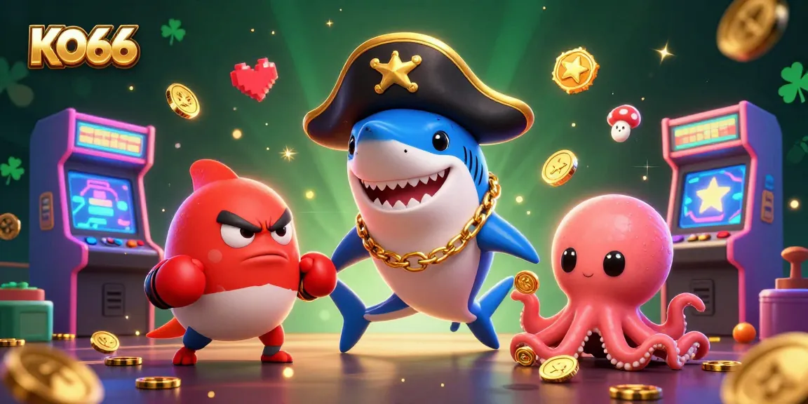 Experience the thrill of KO66 casino gaming with engaging cartoon characters and vibrant elements.