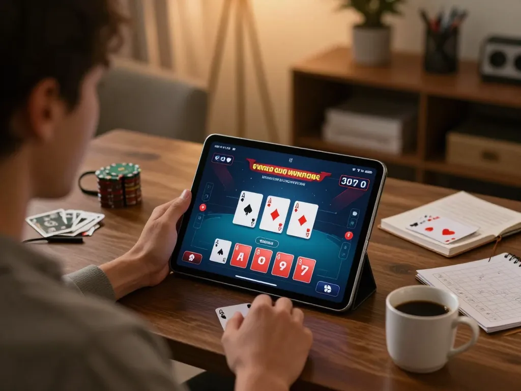 Engaging poker gameplay on a tablet emphasizing the strategic aspect of nhất vip 9.