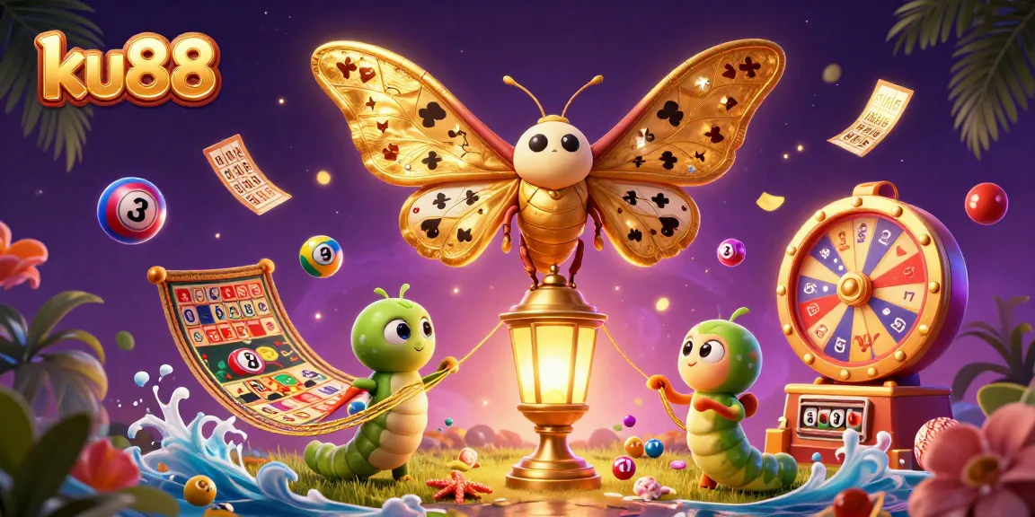Engage in thrilling gameplay at ku88 with vibrant illustrations of lottery elements and dynamic casino scenes.