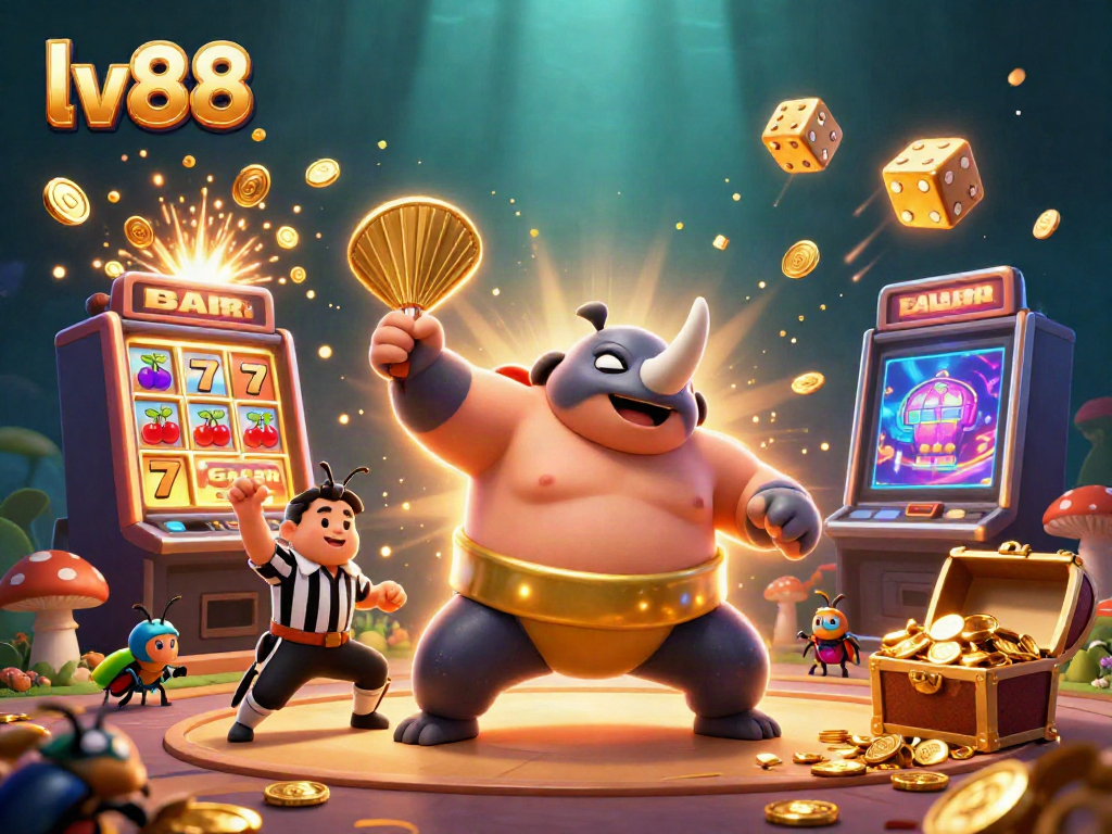 Watch the lv88 sumo beetle champion launch coins in a vibrant casino scene